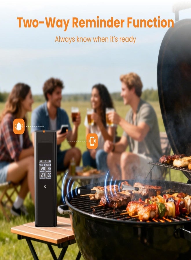 Grebilux Wireless Meat Thermometer with 2 Color-Coded Probes, ±1.8℉ Accuracy, IP67 Waterproof, App Control & Real-Time Monitoring, Two-Way Alerts for Kitchen, BBQ, Grill, Oven, Smoker - Image 5